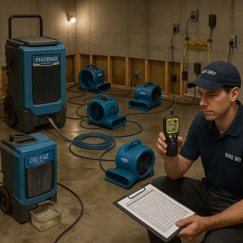 Structural Drying and Dehumidification process in Calabash, NC